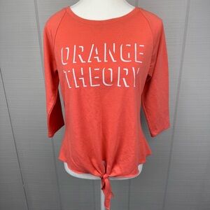 Orange Theory OTF Activewear Top T-shirt 3/4 Sleeves Tie Front Workout Fitness